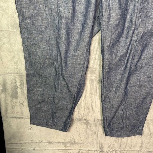 Old Navy Blue Linen Blend Drawstring Cropped Ankle Pants Size 4x - Picture 5 of 11